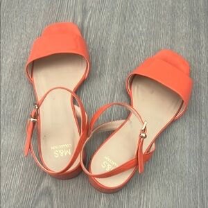 Orange Block Heel Sandals for Women